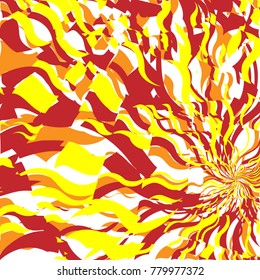 hellroter und orangefarbener Feuerabstrakter Hintergrund, Flammpmuster, stilisiertes Feuer, feuersignaler Hintergrund, abstrakter Sonnenlichthintergrund auf Orange-Wellenhintergrund