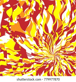 hellroter und orangefarbener Feuerabstrakter Hintergrund, Flammpmuster, stilisiertes Feuer, feuersignaler Hintergrund, abstrakter Sonnenlichthintergrund auf Orange-Wellenhintergrund
