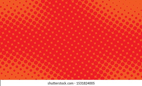 Bright red and orange pop art retro background with halftone dots in comic style, vector illustration eps10