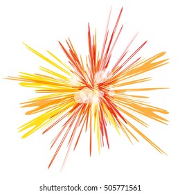 Bright red and orange shining vector. Abstract sun explosion at white background. 