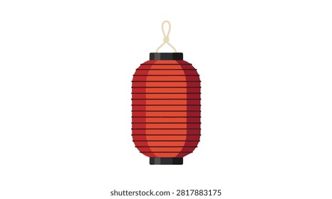 bright red paper lantern with black details glowing in darkness perfect for cultural festivals traditional celebrations and decorative purposes