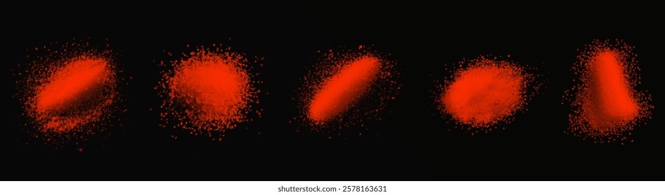 Bright red paprika powder scattered on a dark background, showcasing its rich texture and vibrant color. The fine granules and bold hue make it perfect for spice, cooking, and culinary-themed visuals.