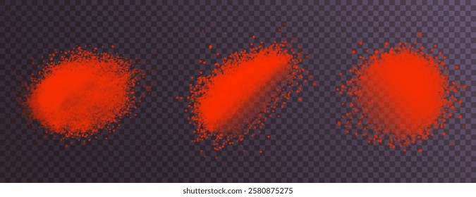 Bright red paprika powder scattered on a dark background, showcasing its rich texture and vibrant color. The fine granules and bold hue make it perfect for spice, cooking, and culinary-themed visuals.