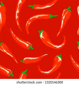 Bright red pattern from chili peppers. Spices or ketchup for cooking from vegetables. A variety of different hot peppers.