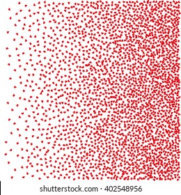 Bright red pattern of hearts on a white background. 