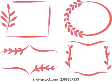 bright red pink colorful abstract decorative floral ornamental frames