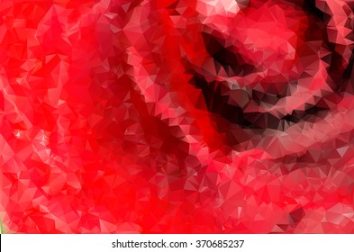 Bright red polygonal rose. Mosaic background, vector abstract illustration, creative business design templates. Low Poly. Endlessly repeating shapes.