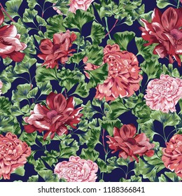 Bright Red Poppy Seamless Vector Pattern