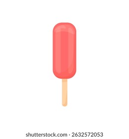 Bright red popsicle  vector   ice cream with a wooden stick in hand drawn style. Perfect for seasonal designs, food packaging, children’s prints, and fun holiday themes. On a white background 