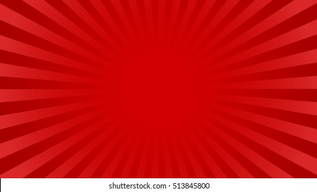 Bright red rays background with 16:9 aspect ratio. Comics, pop art style. Vector, eps 10.