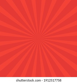 Bright Red Rays Background. Comics, Pop Art Style. Vector Illustration