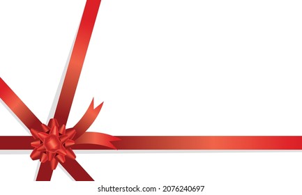 bright red ribbon on white background. christmas, birthday, valentine's day, mother's day concept. editable vector, banner.	