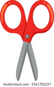 Bright red scissors with shiny metal blades