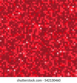 Bright red seamless pattern with shiny circles. Vector illustration for your graphic design.