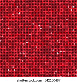 Bright red seamless pattern with shiny circles. Vector illustration for your graphic design.