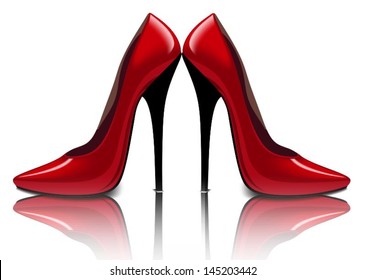 Bright red shoes, vector illustration