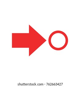 Bright red sign vector icon on white background.
