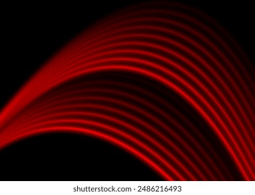Bright red smooth wavy lines abstract modern background. Vector digital art design