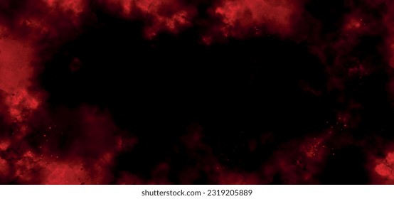 Bright red space nebula. dark red and orange gradient grungy texture smoke. Abstract blaze fire flame texture or background. Red and yellow grunge abstract watercolor background. Red powder explosion.