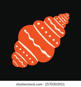 A bright red spiral seashell flat vector illustration