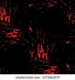 Bright red splash on black background. Vector blots and splashes. Different blood drops. Scary Halloween design