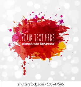 Bright red splash on white glowing background. Vector illustration.