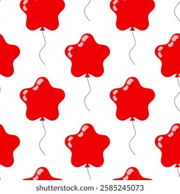 Bright red star-shaped balloons create a festive pattern for celebrations and events