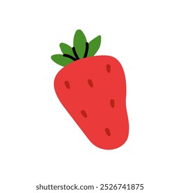 Bright red strawberry with green leaves on a white background for a cheerful summer vibe