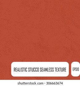 Bright red stucco vector seamless texture.  Realistic endless texture.