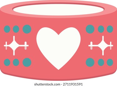 A bright red tape featuring a large white heart and blue dotted accents, perfect for crafts, packaging, journaling, and cheerful decorative design projects.