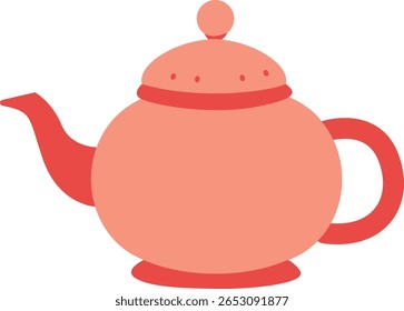 Bright red teapot illustration with handle and spout, perfect for Middle Eastern tea themes, hospitality icons, and Ramadan food visuals.