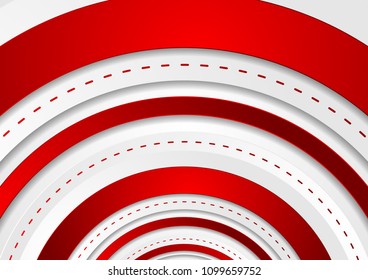 Bright red tech circles geometric corporate background. Vector illustration