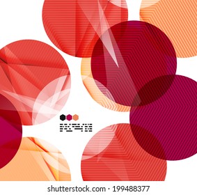 Bright red textured geometric shapes isolated on white - modern design template