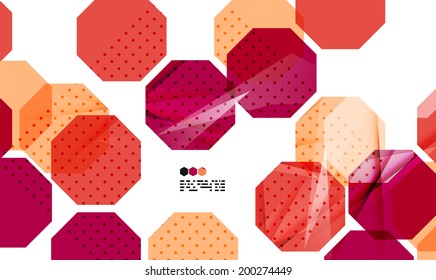 Bright red textured geometric shapes isolated on white - modern design template