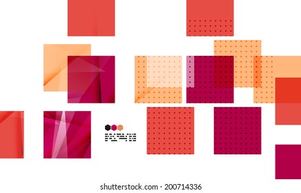 Bright red textured geometric shapes isolated on white - modern design template
