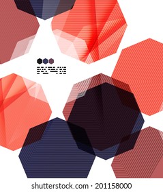 Bright red textured geometric shapes isolated on white - modern design template