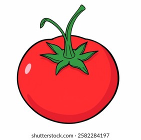 A bright red tomato, perfect for farm game interfaces and food related design elements.