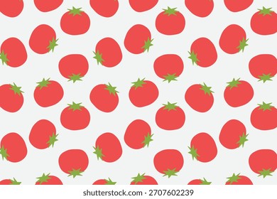Bright red tomato seamless pattern with simple hand drawn vegetables