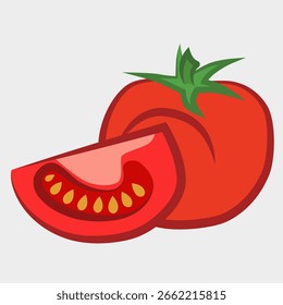 Hellrote Tomate. Symbolisiert Frische, Natürlichkeit und Nutzen von Gemüse in der täglichen Ernährung. EPS 10.