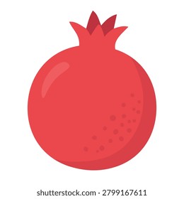 Bright red tropical fruit clipart with crown shape, soft flat vector style on white background.