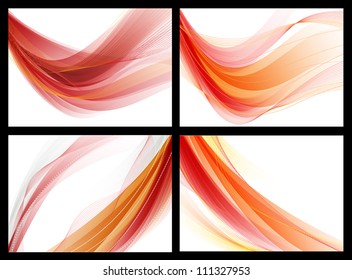 Bright red vector abstract smooth backgrounds set