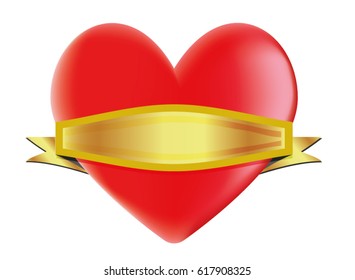 A bright red vector heart with a removable banner.