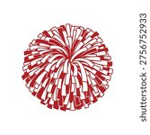 Bright red vector pom pom, traditional cheerleading accessory, vibrant and energetic illustration, ready for sports events.