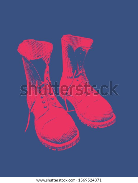 bright red combat boots