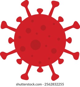 Bright Red Virus Flat Vector Icon Design