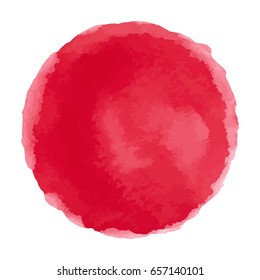 Bright red watercolor painted vector stain isolated on white background