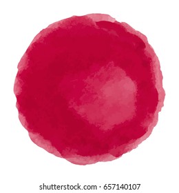 Bright red watercolor painted vector stain isolated on white background