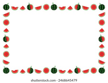 Bright red watermelon illustration frame material