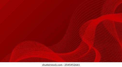 Bright Red Wave Lines Pattern Background. Vector Illustration. Futuristic. Technology Wallpaper. Backdrop. Abstract Business Banner