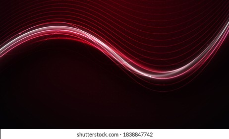 Una ola roja brillante con muchas rayas blancas. Afiche de movimiento deportivo